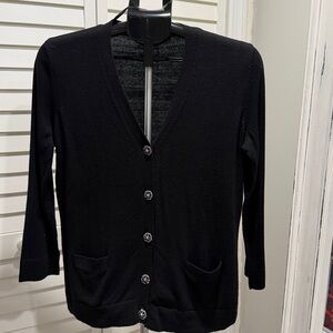 Women, charter club, medium black with rhinestones buttons three-quarter sleeves